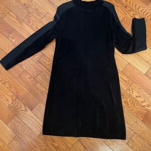Chenille Knit Black Long Sleeve Dress